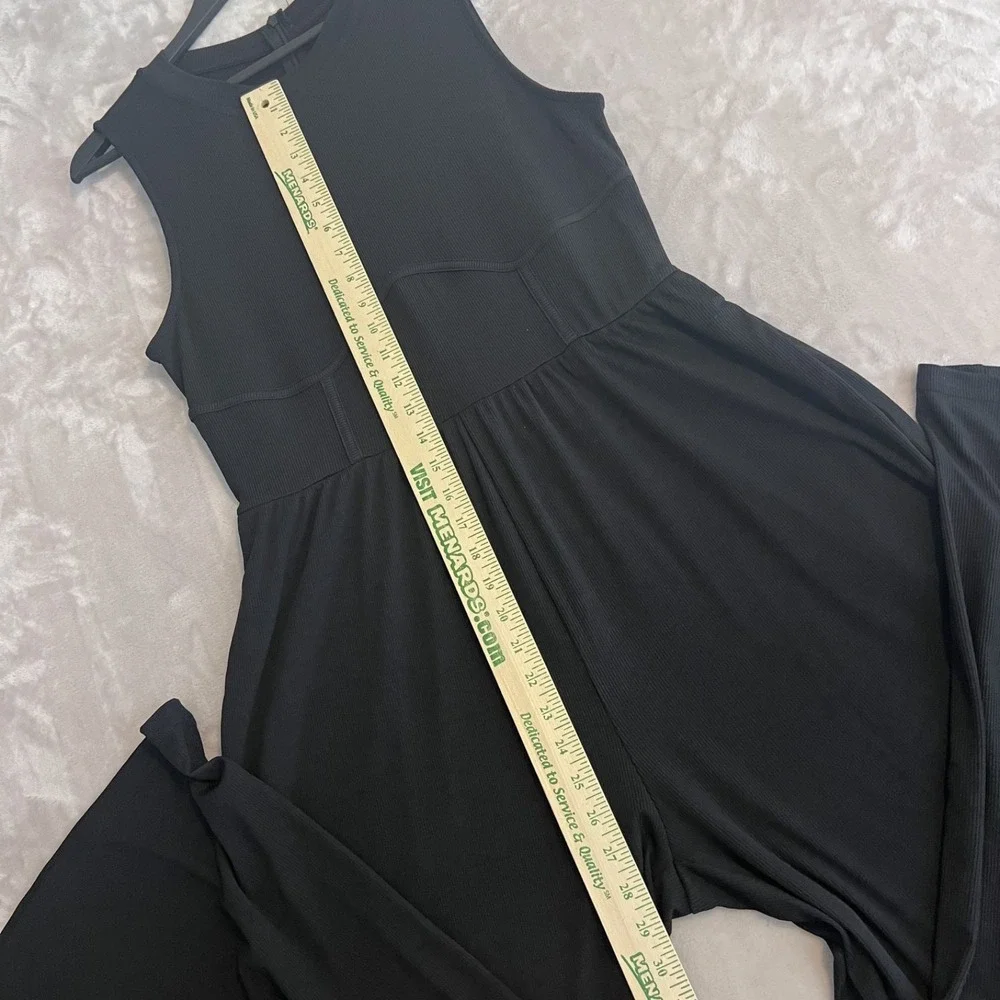 Cider Jumpsuit Womens XL Black Wide Leg Ribbed Stretch Minimalist Travel Comfort